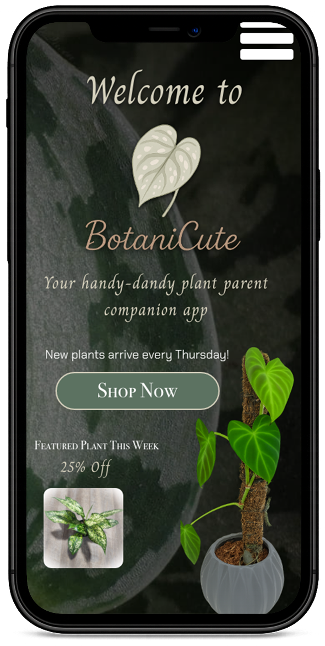 BotaniCute Homepage Screenshot
