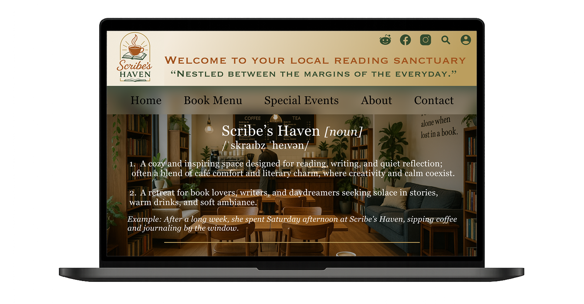 Scribe's Haven Homepage Screenshot