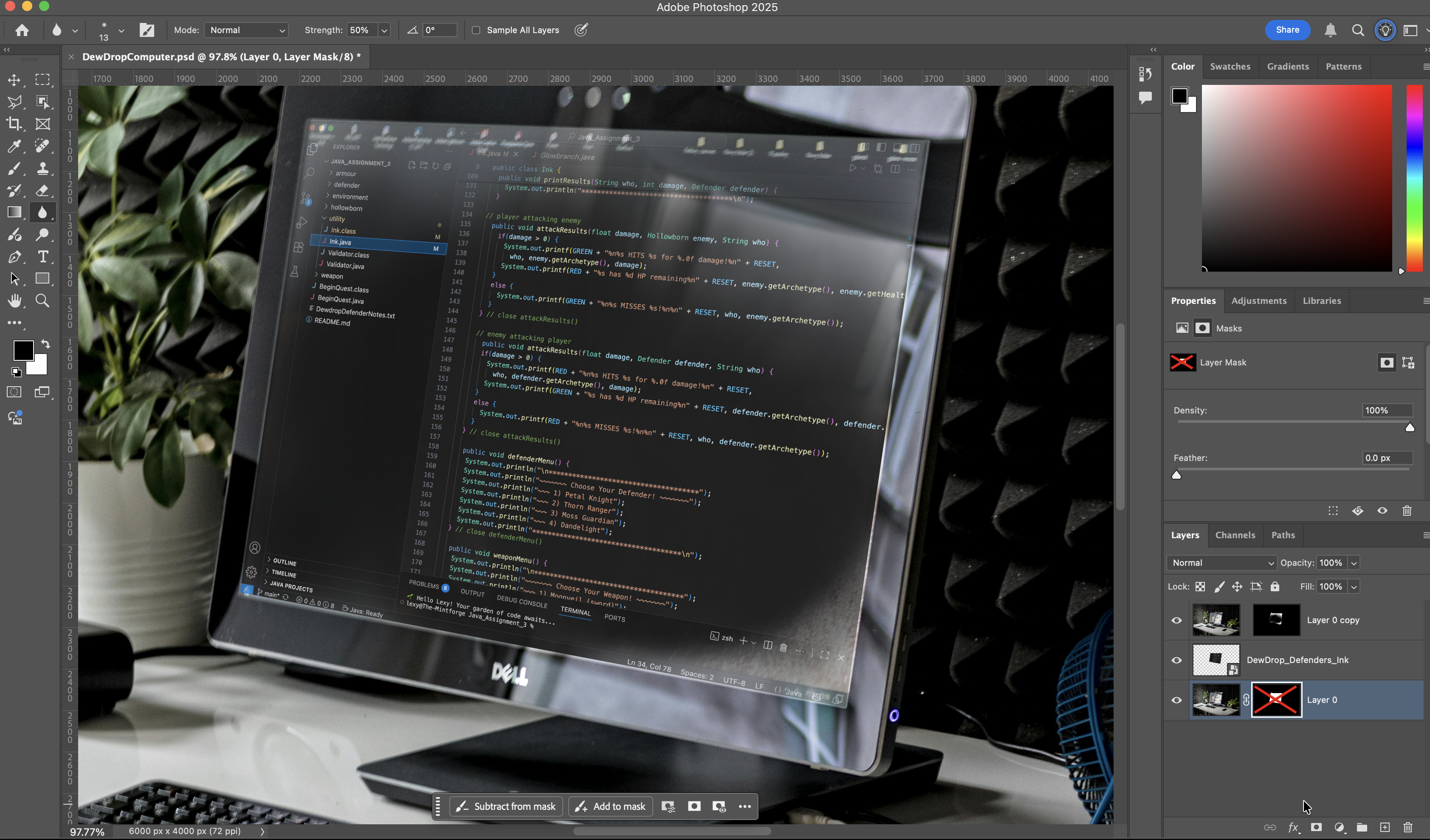 Dewdrop Defenders photoshop edited on to a computer monitor
